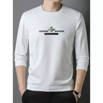 Осенняя новая футболка с длинными рукавами, мужская рубашка с круглым вырезом, однотонная модная брендовая маленькая рубашка в корейском стиле, модный универсальный топ M