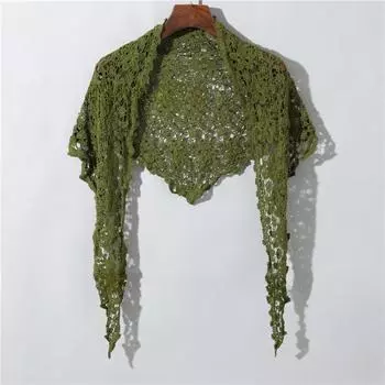 Осенняя новая корейская версия шаль модные показы темперамент мода полый цветок бутон треугольная внешняя шаль универсальный шарф 100-135CM чёрный