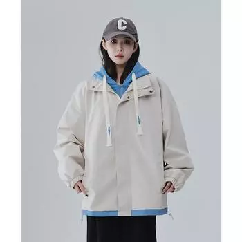 Осенняя новая куртка Fake Two Jackets Мужская повседневная куртка с капюшоном в стиле Гонконга Весна и Осень Дизайн Sense Niche Trend M чёрный