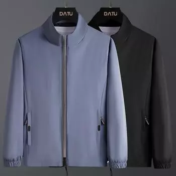 Осенняя новая куртка куртка куртка мужская куртка мода деловой однотонный повседневный воротник стойка для мужчин M чёрный