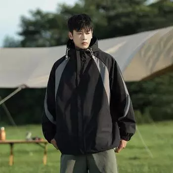 Осенняя новая куртка свободного кроя молодежная куртка для пар, мужская ветровка с капюшоном M
