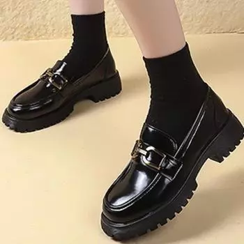 Осенняя новая мода симпатичный круглый носок брендовая дизайнерская женская обувь 2024 классический тренд горячая распродажа женская обувь на каблуке Zapatilla 35 чёрный