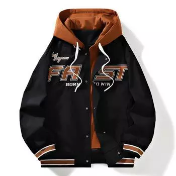 Осенняя новая модная брендовая куртка для молодежи с контрастным цветным капюшоном, имитация двухкомпонентного топа, куртка в гонконгском стиле, мужская модная куртка M