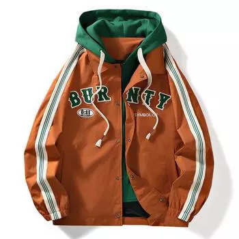 Осенняя новая модная брендовая куртка для молодежи с контрастным цветным капюшоном, бейсбольная куртка в гонконгском стиле, мужская куртка M