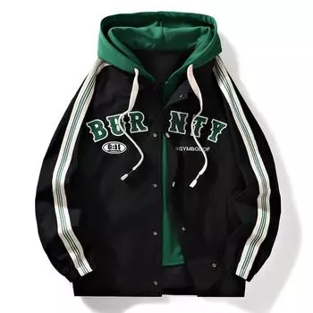 Осенняя новая модная брендовая куртка для подростков с контрастным цветным капюшоном, бейсбольная куртка в гонконгском стиле, мужская куртка M