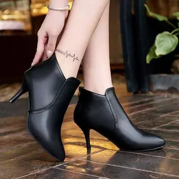 Осенняя новая модная повседневная обувь, отлично сочетается с острыми ботинками на высоком каблуке, одинарными ботинками на молнии, бесплатная доставка hjm89 4 чёрный