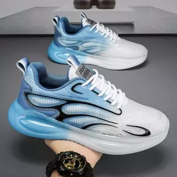 Осенняя новая модная сетчатая мужская обувь, спортивная обувь попкорн, повседневная спортивная обувь для бега большого размера 36 светло-синий