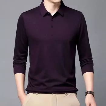 Осенняя новая мужская футболка с длинными рукавами для молодежи и среднего возраста, повседневная свободная рубашка с лацканами, футболка, топ M