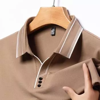 Осенняя новая мужская футболка с длинными рукавами и лацканами, модный обычный мужской топ для отдыха среднего возраста M