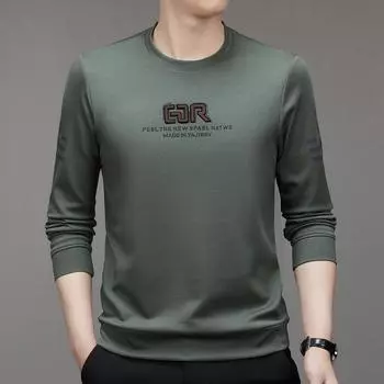 Осенняя новая мужская футболка с длинными рукавами для молодежи и среднего возраста, модный повседневный свитер с круглым вырезом и принтом M
