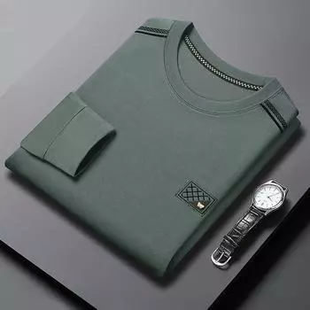 Осенняя новая мужская футболка с круглым вырезом и длинными рукавами, свободная удобная и повседневная майка для мальчиков, модные модные топы M