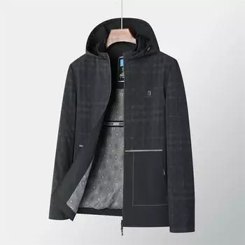Осенняя новая мужская куртка деловая для молодежи и среднего возраста съемная шляпа куртка мужское пальто 170 чёрный