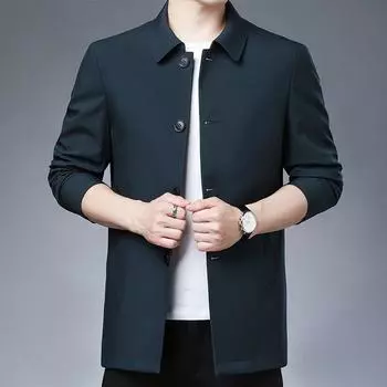 Осенняя новая мужская куртка для людей среднего и пожилого возраста, куртка для папы, длинное пальто на пуговицах, мужская свободная куртка большого размера 195/108-4X