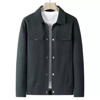 Осенняя новая мужская куртка для молодежи и людей среднего возраста, деловой модный тонкий короткий комплект, простая и универсальная куртка M чёрный