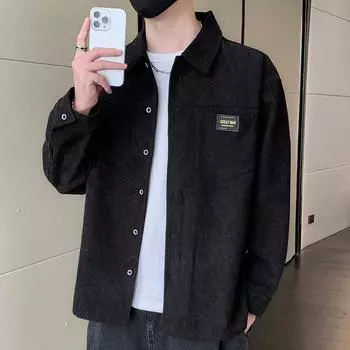 Осенняя новая мужская куртка, мужская повседневная рубашка с лацканами, корейская куртка, молодежное верхнее пальто M