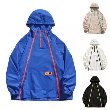 Осенняя новая мужская куртка с капюшоном, пальто, повседневный цветной контрастный топ для мужчин XXXXXL синий