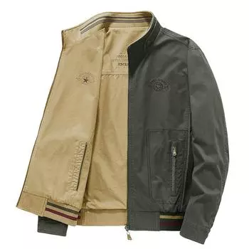 Осенняя новая мужская куртка среднего возраста, мужская повседневная свободная куртка большого размера с двухсторонним кроем M