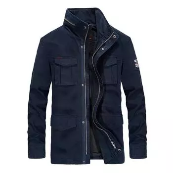 Осенняя новая мужская куртка средней длины из чистого хлопка, большой размер, ветрозащитная повседневная охотничья куртка M