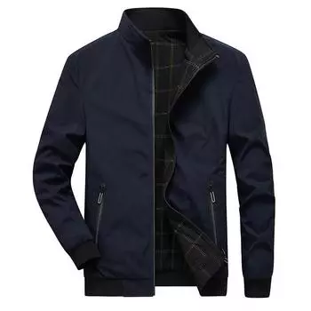 Осенняя новая мужская модная клетчатая куртка с воротником-стойкой, модная мужская универсальная повседневная двусторонняя куртка M