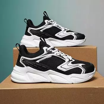 Осенняя новая мужская обувь большого размера, корейская версия, модные универсальные дышащие сетчатые туфли для папы, мужские модные студенческие кроссовки на платформе 39