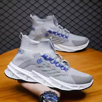 Осенняя новая мужская обувь, дышащая летающая тканая кружевная трендовая модная повседневная спортивная обувь для бега 39