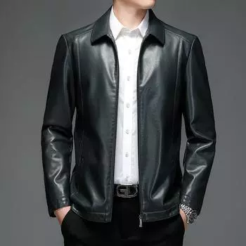 Осенняя новая мужская повседневная кожаная куртка с лацканами, молодежная мода и удобная куртка, красивая мужская одежда M