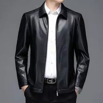 Осенняя новая мужская повседневная кожаная куртка с лацканами, молодежная мода и удобная куртка, красивая мужская одежда M