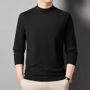 Осенняя новая мужская повседневная мужская универсальная круглая горловина с длинным рукавом тонкая рубашка-свитер M