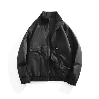 Осенняя новая мужская простая куртка, повседневная универсальная модная трендовая куртка в корейском стиле, тонкая куртка с воротником-стойкой M