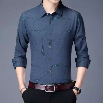 Осенняя новая мужская рубашка Daddy с длинными рукавами 40 и 50 для людей среднего и пожилого возраста, свободные рубашки, мужские повседневные топы M
