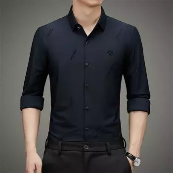 Осенняя новая мужская рубашка с длинными рукавами, модная повседневная рубашка, бесшовная рубашка для мужчин среднего возраста M