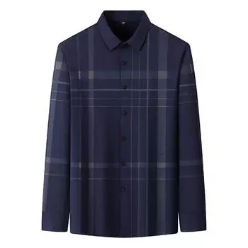 Осенняя новая мужская рубашка в клетку с длинными рукавами, рубашка для людей среднего возраста, модная рубашка для папы с эластичным верхом в дюйме M