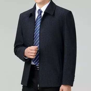 Осенняя новая мужская шерстяная куртка для пап среднего возраста, деловая повседневная шерстяная куртка с лацканами для джентльмена 170