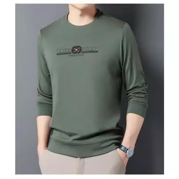 Осенняя новая мужская толстовка с круглым вырезом, деловая повседневная футболка с длинными рукавами, верхняя часть, нижняя рубашка для мужчин M