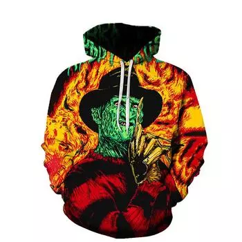 Осенняя новая мужская тонкая толстовка с цветным портретным принтом, повседневная, удобная толстовка с 3D цифровой печатью для мужчин и женщин, бейсбольная форма для пар XS оранжевый