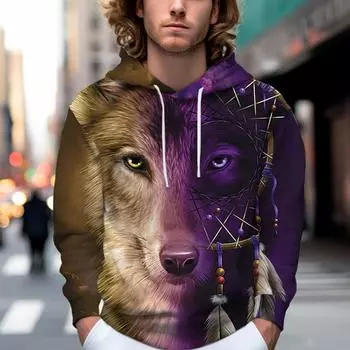 Осенняя новая мужская тонкая толстовка с принтом волка и собаки, повседневная удобная толстовка с 3D цифровой печатью для мужчин и женщин, бейсбольная форма для пар XS фиолетовый