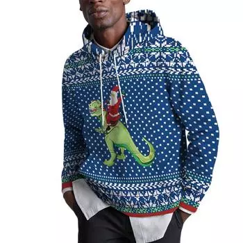 Осенняя новая мужская тонкая толстовка с принтом динозавра, повседневная удобная толстовка с 3D цифровой печатью для мужчин и женщин, бейсбольная форма для пар XS синий