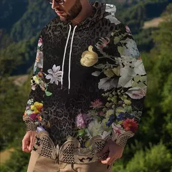Осенняя новая мужская тонкая толстовка с разноцветными цветами и принтом, повседневная, удобная толстовка с 3D цифровой печатью для мужчин и женщин, бейсбольная форма для пар XS дубильная кора