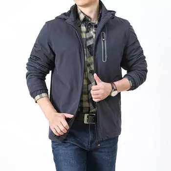 Осенняя новая мужская удобная, повседневная, универсальная, теплая и простая однотонная мужская куртка с капюшоном для активного отдыха M