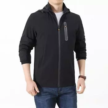 Осенняя новая мужская удобная, повседневная, универсальная, теплая и простая однотонная мужская куртка с капюшоном для активного отдыха M