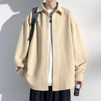 Осенняя новая мужская уличная хипстерская рубашка с длинными рукавами с лацканами большого размера M белый