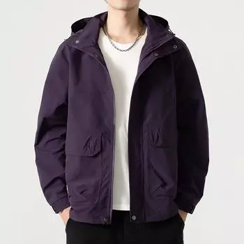 Осенняя новая мужская уличная водонепроницаемая повседневная куртка с несколькими карманами, ветровка с капюшоном на молнии, пальто больших размеров 3XL зелёный