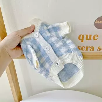 Осенняя новая одежда для собак Простые полоски Can Tow Hoodie Маленькая плюшевая собачка Two Feet Clothing Pet Теплая одежда L синий