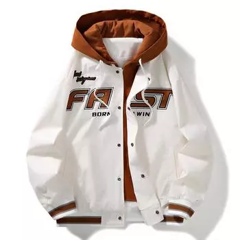 Осенняя новая подростковая модная куртка с контрастным цветом, капюшоном, имитация двухкомпонентного топа, куртка в гонконгском стиле, мужское пальто, модное M