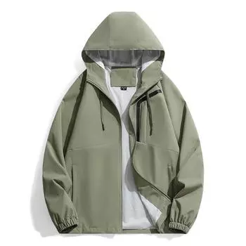 Осенняя новая повседневная куртка с капюшоном, мужская трендовая модная повседневная универсальная куртка, ветрозащитная куртка для мужчин L чёрный