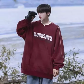 Осенняя новая повседневная свободная толстовка мужская модная круглая горловина для пары в том же стиле с длинными рукавами M