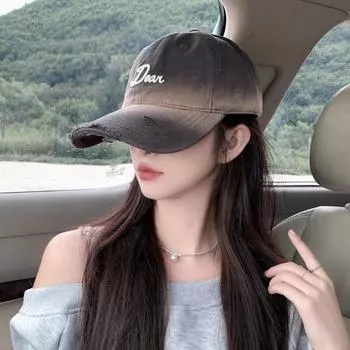 Осенняя новая ретро-кепка, потертая, выстиранная, женская бейсболка с вышивкой, широкое лицо, маленькая уличная мужская кепка M56-58cm чёрный