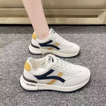 Осенняя новая сетчатая обувь, универсальная нескользящая легкая спортивная обувь, повседневная обувь, обувь для скейтбординга, обувь Forrest Gump, модная двухслойная обувь 35 синий