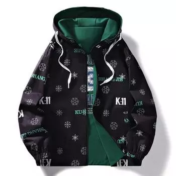 Осенняя новая стильная молодежная брендовая куртка с двусторонним капюшоном, бейсбольная униформа в гонконгском стиле, мужская куртка M