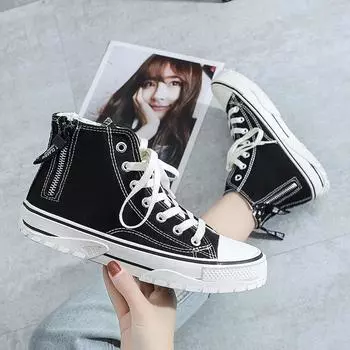 Осенняя новая тканевая обувь, индивидуальный стиль, тренд, студенческая повседневная обувь, универсальная корейская версия, высокие холщовые туфли для пар 35